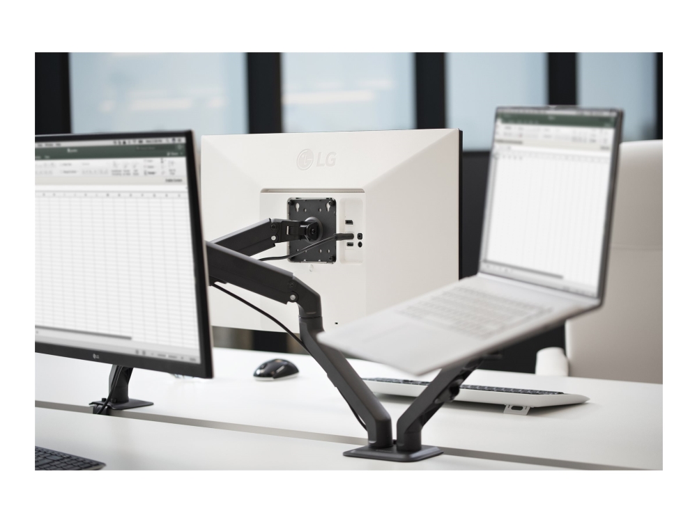 Vision Vfm-Dad/4 - Monteringssæt - Justerbar Arm - For 2 Lcd-Skærme Eller Lcd-Skærm Og Bærbar / Tablet - Aluminium, Stål - Mat Sort - Skærmstørrelse: