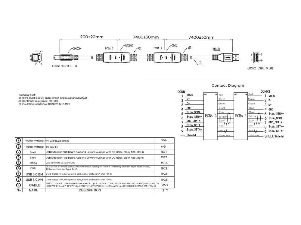 Vision - Usb-Kabel - Usb Type A (Han) Til Usb Type B (Han) - Usb 3.0 - 15 M - Aktiv Booster Inline - Sort