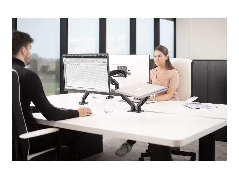 Vision Vfm-Da/4 - Monteringssæt (Vesa-Dække, C-Klemme, Drejelig Arm, Vesa Adapter) - Dobbelt-Artikuleret - For Lcd Display / Notebook / Tablet - Alum