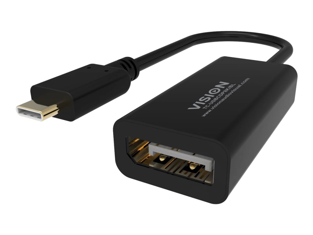 Vision - Videoadapter - Usb-C (Han) Til Displayport (Hun) - Usb 3.1 - 15 Cm - 8K60 Hz (7680 X 4320) Support - Sort