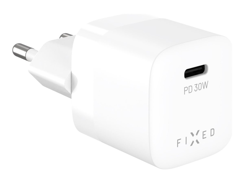 Fixed - Strømforsyningsadapter - Gan, Mini - 30 Watt - 3 A - Pd 3.0 (Usb-C) - Hvid