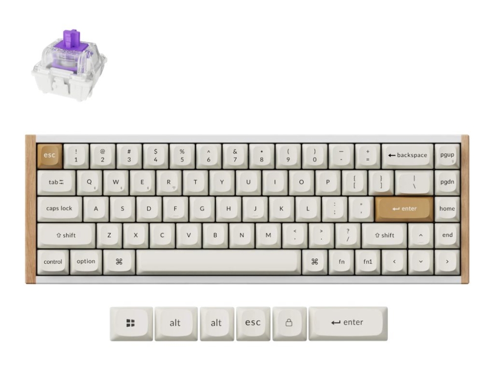 Keychron K6 HE - Special Edition - tastatur - 65% - baggrundsbelysning - trådløs - USB, 2.4 GHz, Bluetooth 5.2 - QWERTY - Nordisk - tastkontakt: Gateron Double-Rail Nebula (hot-swappable) - hvid