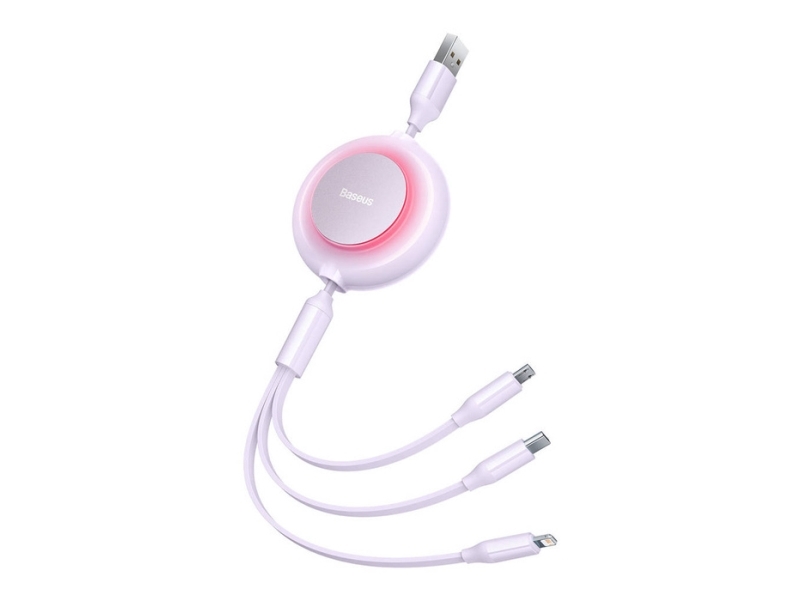3-In-1 Baseus Bright Mirror 2 Usb-Kabel, Micro Usb / Lightning / Usb-C, Flach, 3,5A, 1,1M (Lila)
