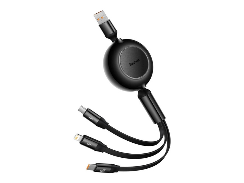 Baseus Bright Mirror 3 Usb 3-In-1 Kabel Für Micro Usb-C Lightning 66W 2A 1.1M - Schwarz