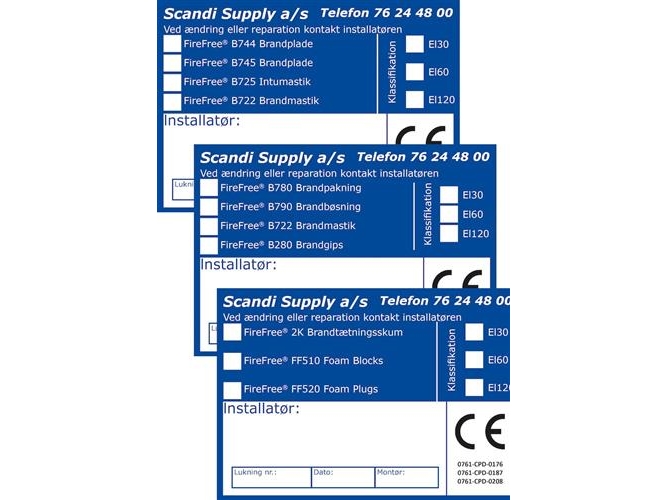 Mærkat CE-Etiket til brandlukning B744-B745-B725-B722 (rul á10)