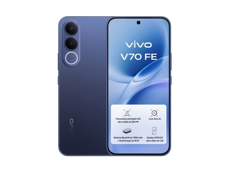 Vivo V70 Fe + Bud, 17,4 Cm (6.83"), 8 Gb, 256 Gb, 200 Mp, Android 16.0, Blå
