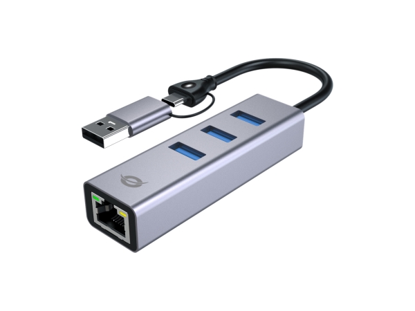 Conceptronic Abby25g, Ledningsført, Usb 3.2 Gen 1 (3.1 Gen 1) Type-A + Type-C, 10,100,1000 Mbit/S, Ieee 802.3, Ieee 802.3Ab, Ieee 802.3Az, Grå, 5 Gbi