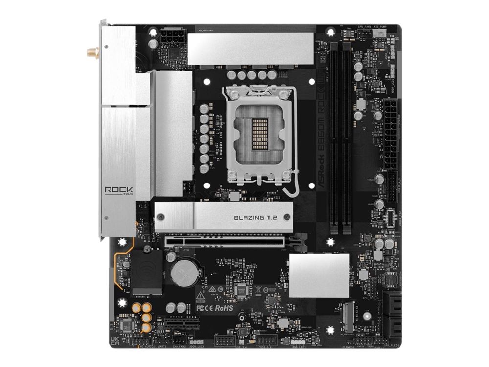 Asrock B860m Rock Wifi - Motherboard - Micro Atx - Lga1851 Sockel - B860 Chipsatz - Usb 3.2 Gen 1, Usb-C 3.2 Gen 2X2 - 2.5 Gigabit Lan, Bluetooth, Wi