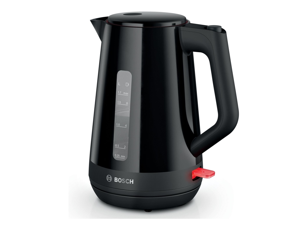 Bosch TWK1M123, 1,7 L, 2400 W, musta, Muovi, Veden tason ilmaisin, Ylikuumenemissuoja