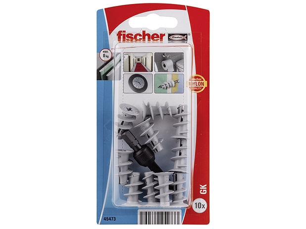 Fischer 45473, Vægstik, Gipsplade, Nylon, Grå, Ce, 22 Mm