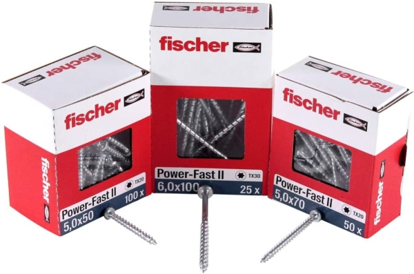 Fischer Power-Fast Ii 670436 Spanplattenschrauben 5 Mm 25 Mm T-Profil Stahl Verzinkt 200 Stück