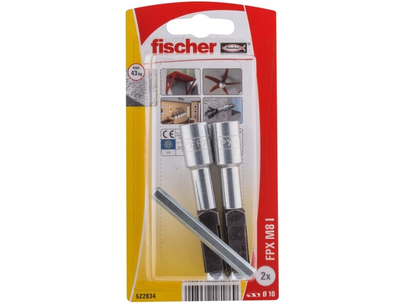 Fischer 522834, Udvidelsesanker, Beton, M8, ETA-12/0456, 75 mm, 1 cm