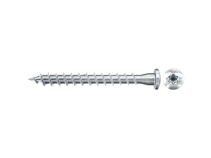 Fischer 652881, Skrue, Zinkbelagt Stål, Træ, Rundhoved (Skruehoved), Zink, Fuld Tråd