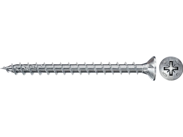 Fischer 670187, Skrue, Zinkbelagt Stål, Træ, Zink, Fuld Tråd, Forsænket Hoved