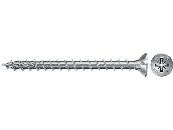 Fischer 670185, Skrue, Zinkbelagt Stål, Træ, Zink, Fuld Tråd, Forsænket Hoved