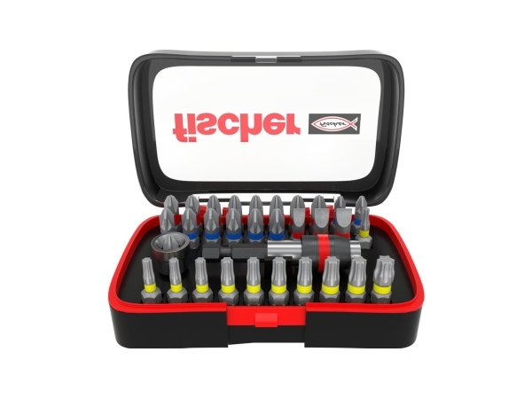 Fischer 559121, 32 Stück(E), Phillips, Pozidriv, Schlitz, Torx Plus, Ph 1, Ph 2, Ph 3, Pz 1, Pz 2, Pz 3, 4.5,5.5,6 Mm, Tx10, Tx15, Tx20, Tx25, Tx27,