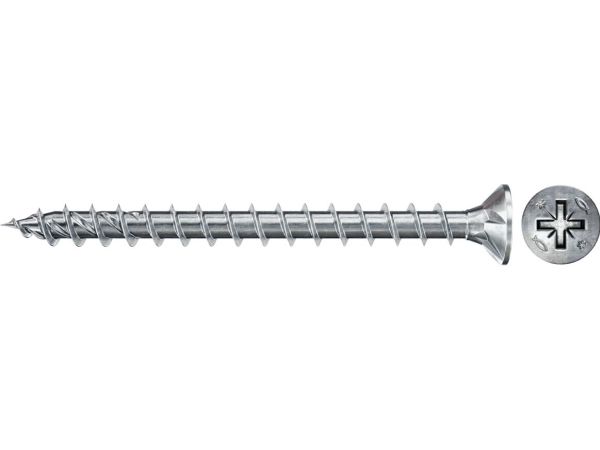 Fischer 670398, Skrue, Zinkbelagt Stål, Træ, Zink, Fuld Tråd, Forsænket Hoved