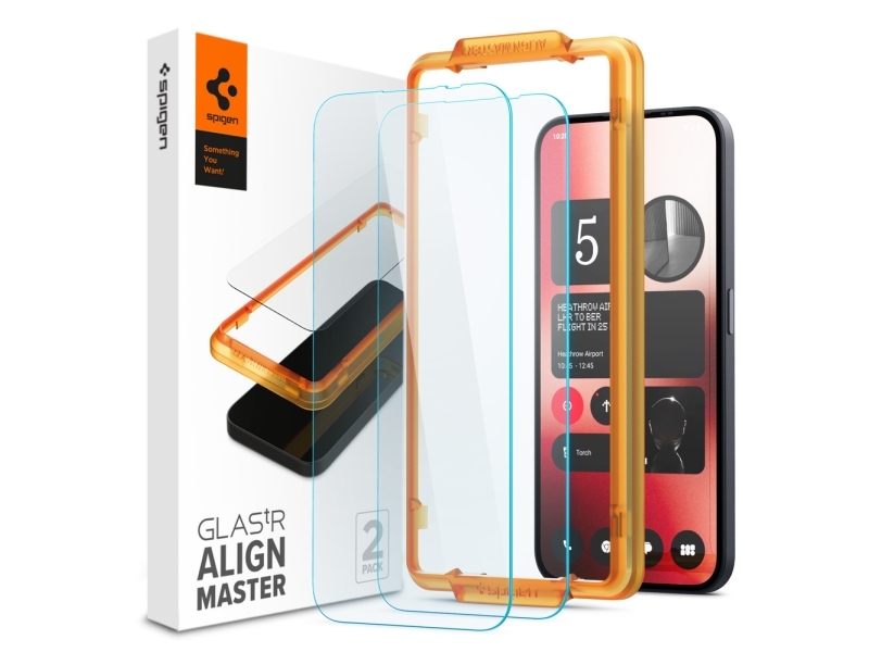 Spigen Glas.Tr Alignmaster, Nichts, Telefon (2A), Kratzfest, Transparent, 2 Stück