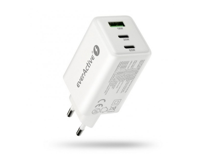 Gan-Ladegerät 1X Usb, 2X Usb-C Quick Charge 4+ 65W Weiß