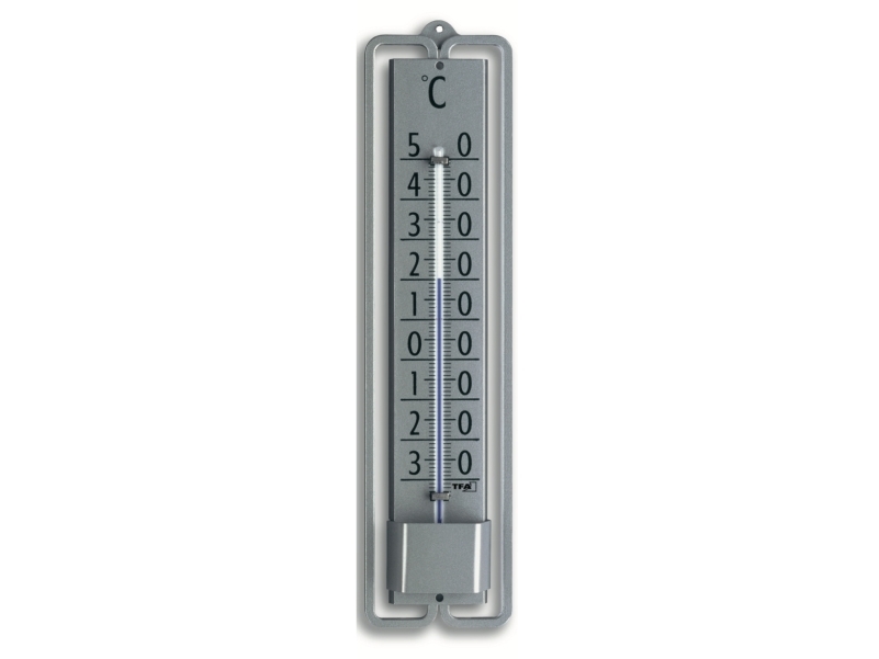 TFA-Dostmann 12.2001.54, Væskemiljøtermometer, Indendørs/udendørs, Analog, Sølv, Aluminium, Væg
