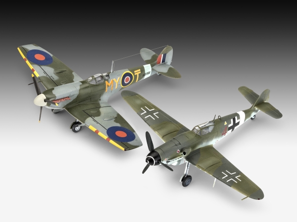 Revell Messerschmitt Bf109G-10 & Spitfire Mk.V, Luftfarkostmodell med fast vinge, Monteringssats, 1:72, Messerschmitt Bf109G-10 & Spitfire Mk.V, Alla, Plast | Hobby - Modellbygge - Plast Byggmodeller - Starter set | GameStuff