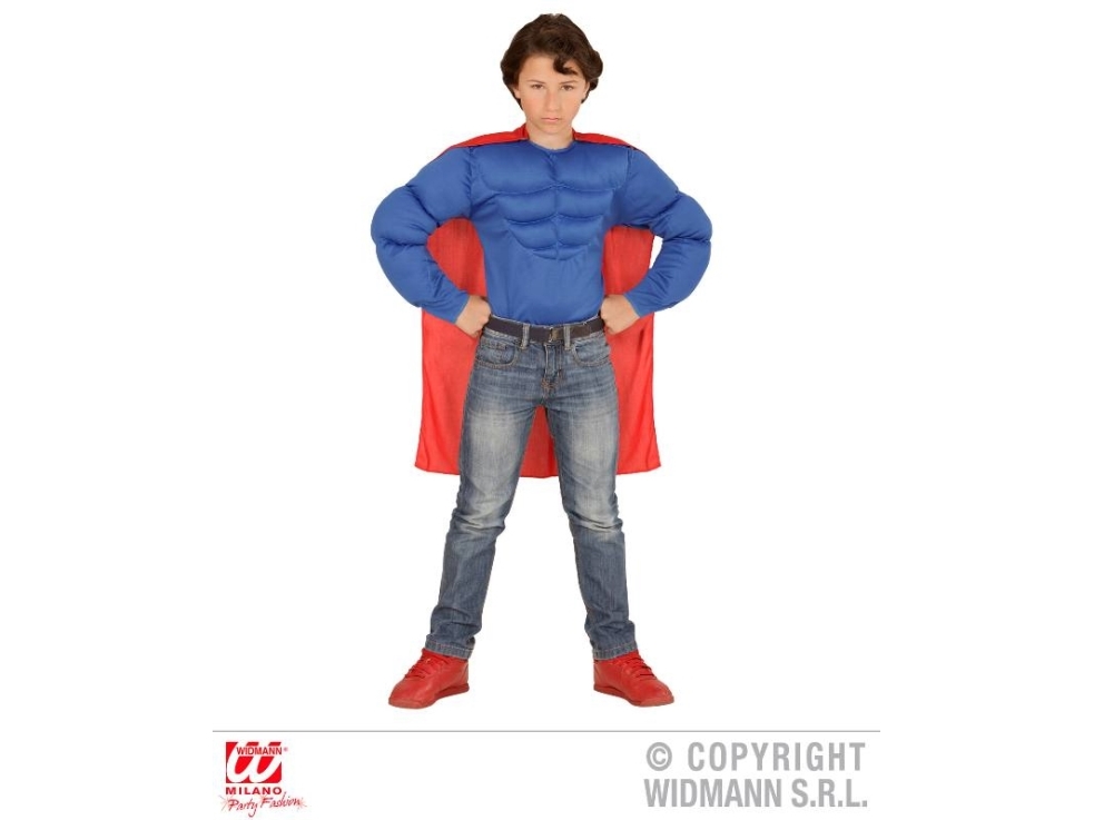 Blaue Muskelbluse Mit Umhang