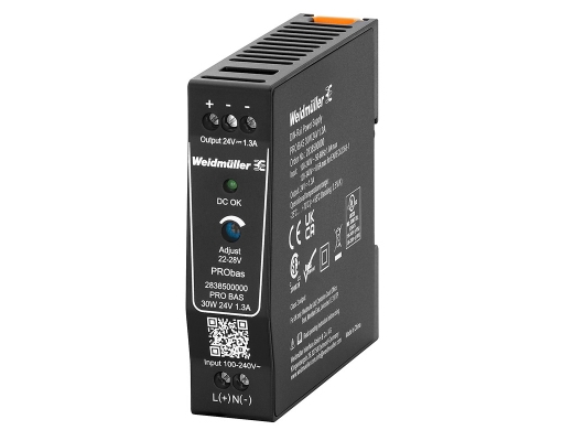 Weidmüller PRO BAS 30W 24V 1.3A, 30 W, 230 V, 45 - 65 hz, 1.3 A, Svart, Status