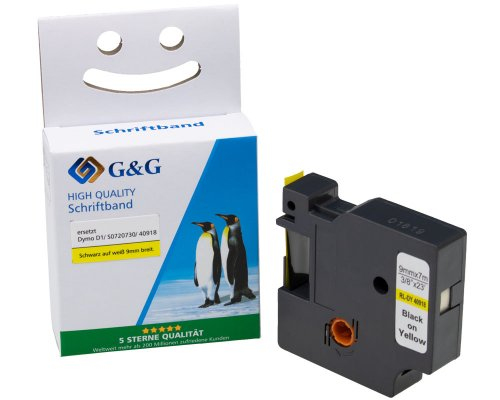 G&G 15567, Sort På Gul, Kontinuerlig Etiket, D1, Sort, Dymo, Dymo Labelmanager 100 Dymo Labelmanager 160 Dymo Labelmanager 210D Dymo Labelmanager 220