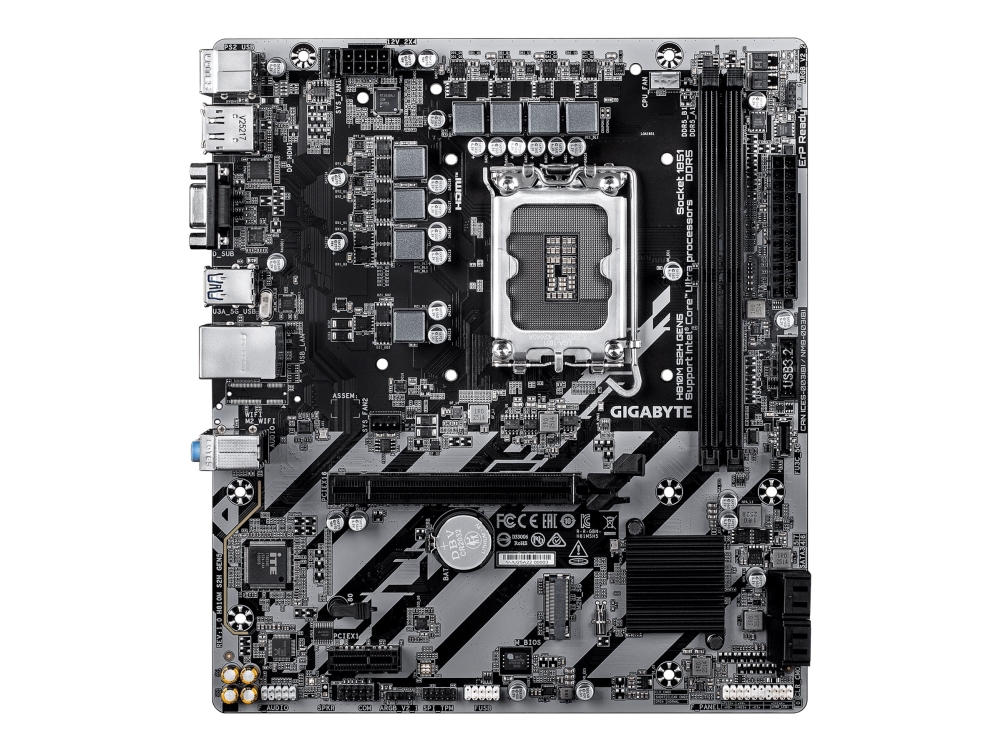 Gigabyte H810m S2h Gen5 Mainboard – Intel Core Ultra (Serie 2) Cpus, 4+1+2-Phasen-Vrm, Bis Zu 6400 Mhz Ddr5, 1× Pcie-4.0-M.2, 1-Gbe-Lan, Usb 3.2 Gen