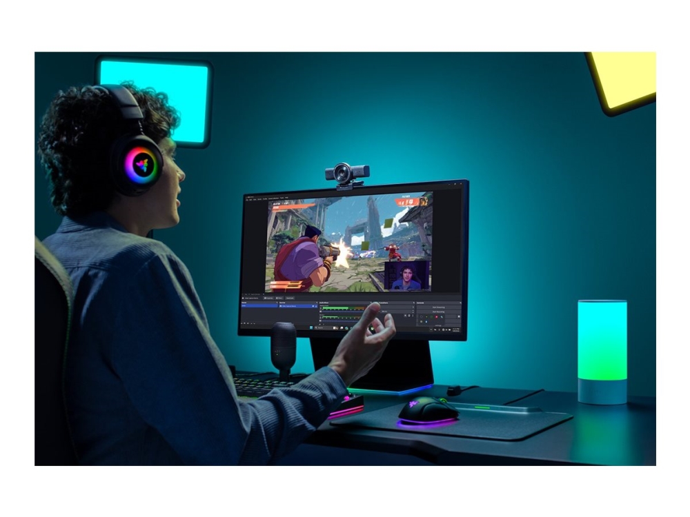 Razer Kiyo V2 X - Webcam - farve - 3,7 MP - 2560 x 1440 - audio - USB 2.0 - MJPEG, YUY2