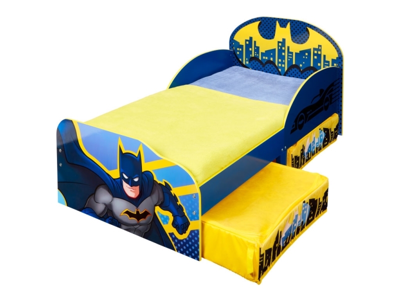 Batman Juniorseng med bund og 2 store opbevaringskuffer i stof