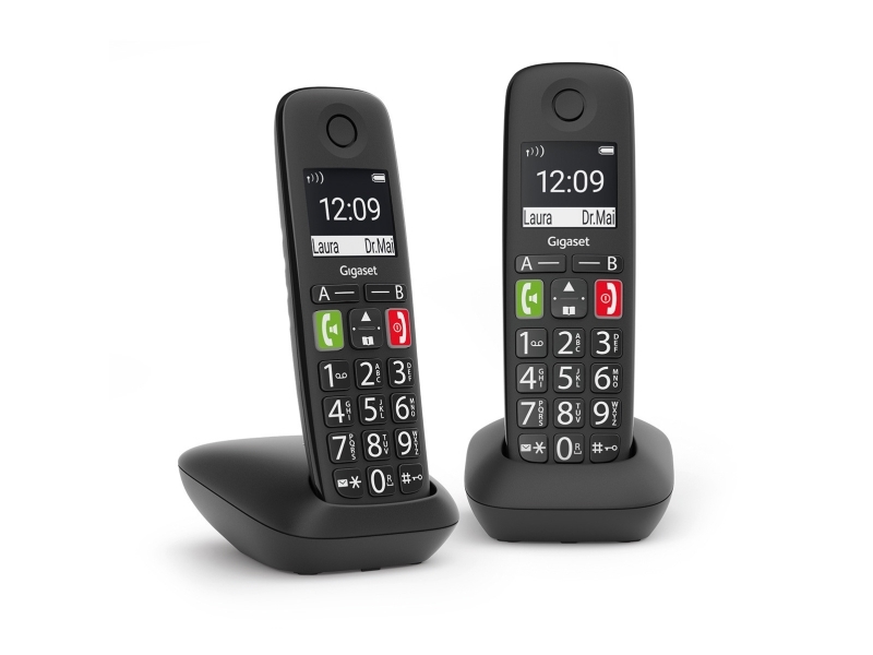 Gigaset E290 Duo, Svart, 5,08 cm (2), Nickel-metallhydrid (NiMH), AAA, 10 h, 200 h | Tele & GPS - Tillbehör fasta telefoner - Headset / Handsfree | GameStuff