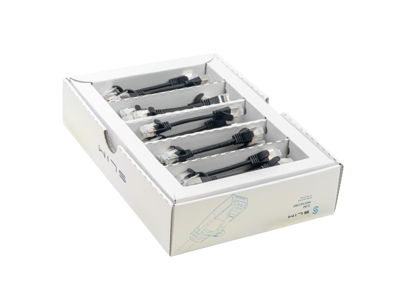 Wirewin Slim -Ls-K6a 0.1 Bk 50, 0,1 M, Cat6a, U/Ftp (Stp), Rj-45, Rj-45, Sort