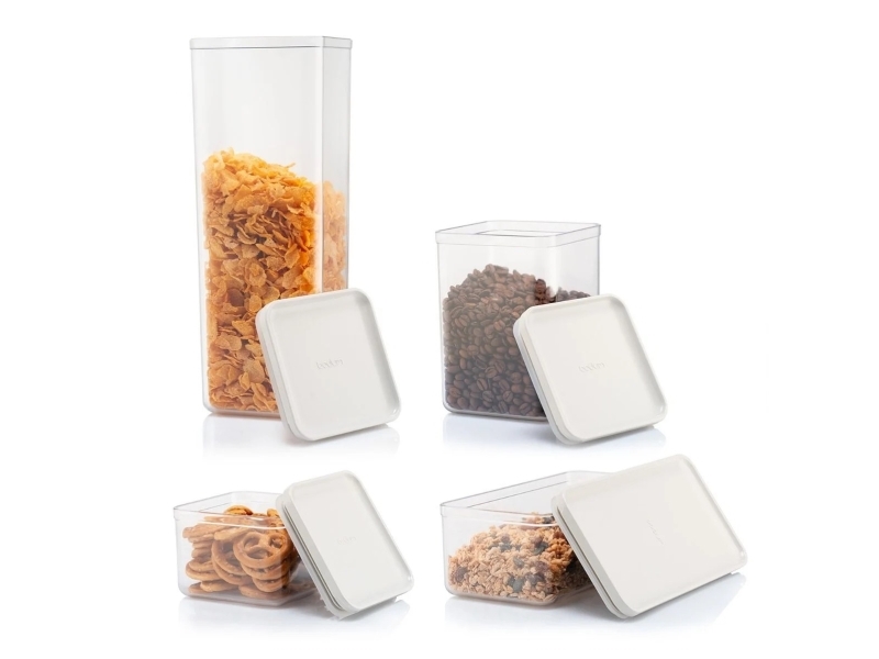 Bodum K12351-913-1, Universal Beholder Sæt, Plast, Transparent, Hvid, Aftageligt Låg, Rektangulær