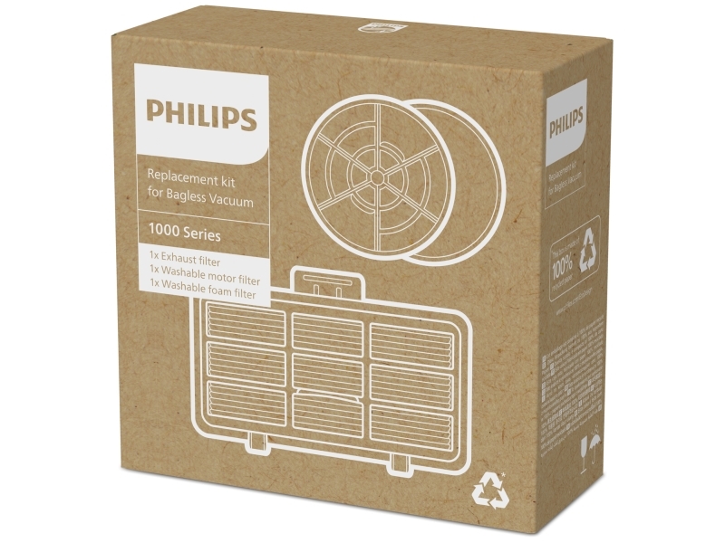 Philips Xv1210/01, Filter, Beholder Vakuum, Philips, 1000 Series Bagless Vacuum - Xb1111, Xb1112, Xb1142, Xb1012, Xb1042, 3 Stk, 1 Stk
