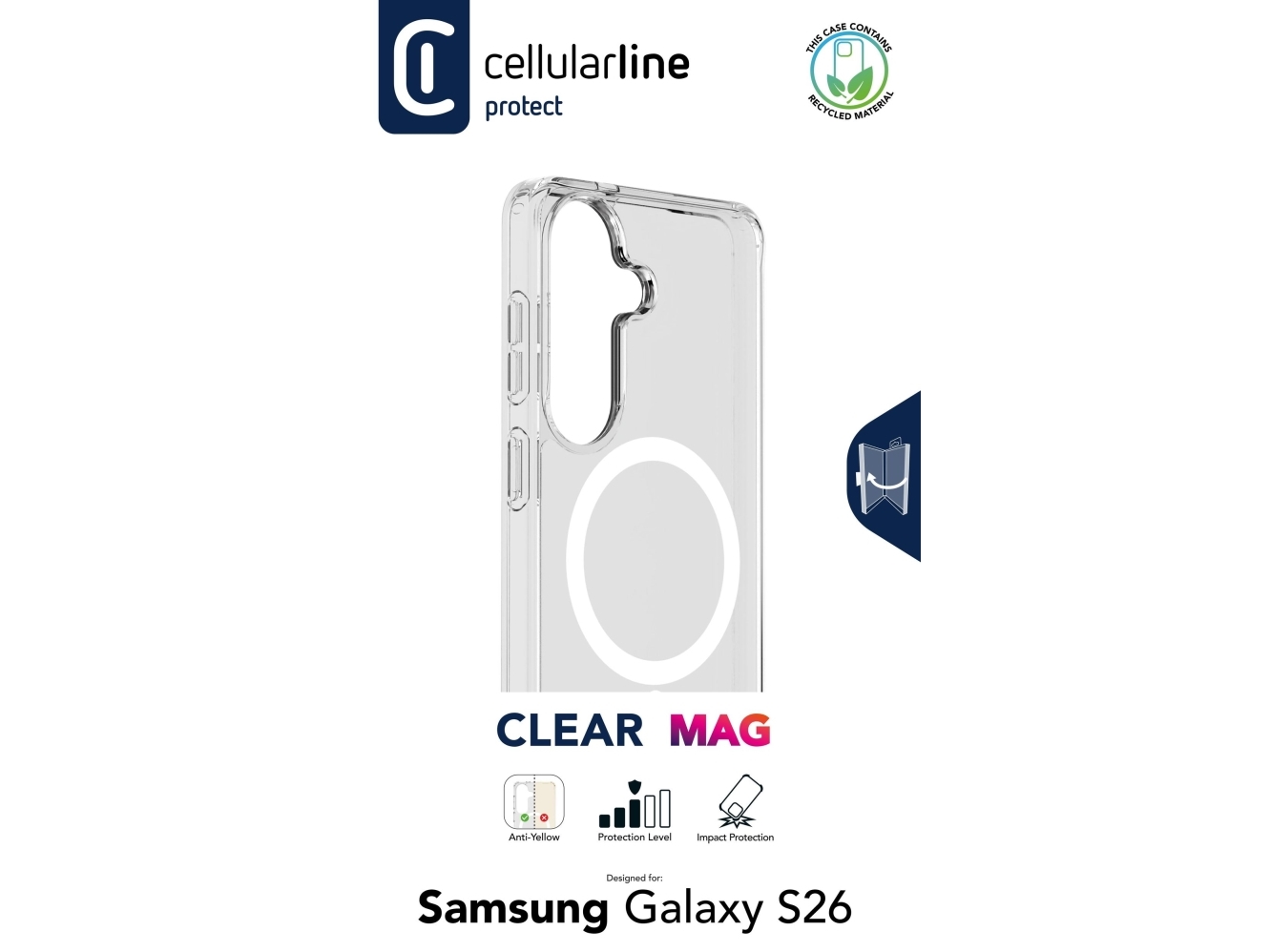 Cellularline Clear Mag - Galaxy S26, Cover, Samsung, Galaxy S26, 17 Cm (6.7"), Transparent