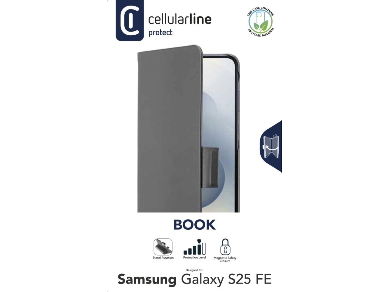 Cellularline Book - Galaxy S25 Fe, Folio, Samsung, Galaxy S25 Fe, 17 Cm (6.7"), Schwarz