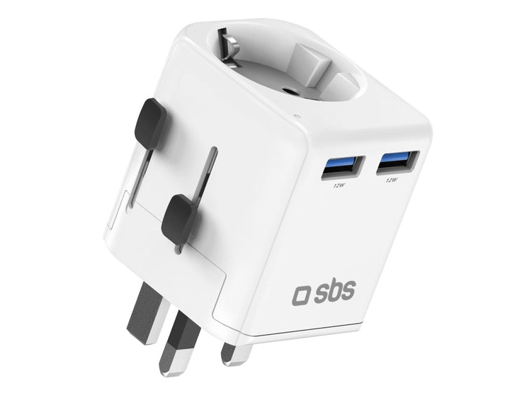 Sbs Teadapteunnd, Universel, Universel, Lige, Type C, Type E/F Hybrid, Hvid, 2500 W