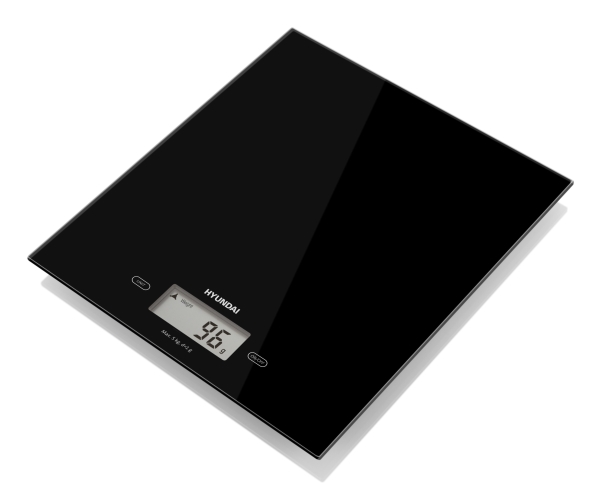 Hyundai Kve 893B, Elektronische Küchenwaage, 5 Kg, 1 G, Schwarz, Glas, Arbeitsplatte