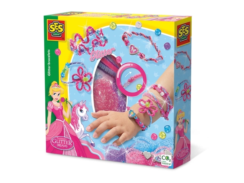 SES Creative Glitter dreams - Glitter bracelets, Lasten korujen askartelusetti, 4 vuosi/vuosia, Sininen, Vaaleanpunainen, Purppura, 1 kpl