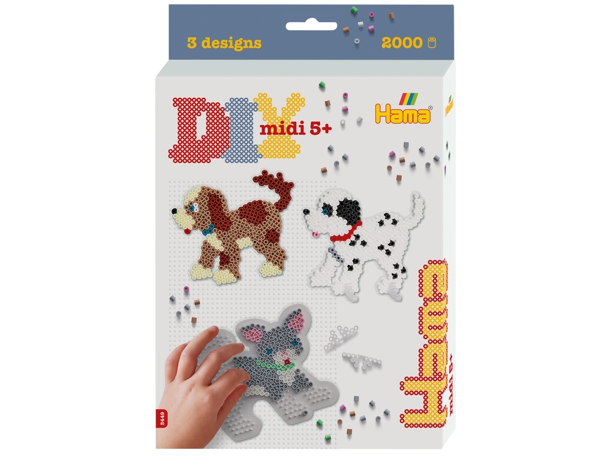 Hama Midi Perler - Hunde Og Katte Perlesæt - 2.000 Perler - 3449