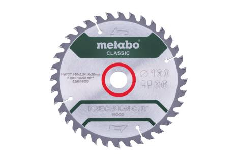 Metabo Precision Cut Wood Classic 628659000 Kreissägeblatt 160 X 20 X 1,4 Mm Anzahl Der Zähne (Pro Zoll): 36 1 St