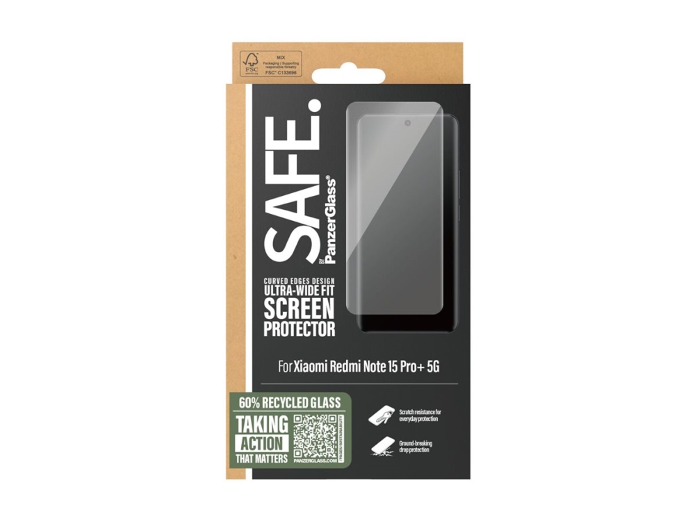 Safe. By Panzerglass - Skærmbeskytter For Mobiltelefon - Ultrabred Pasform - Glas - For Xiaomi Redmi Note 15 Pro+