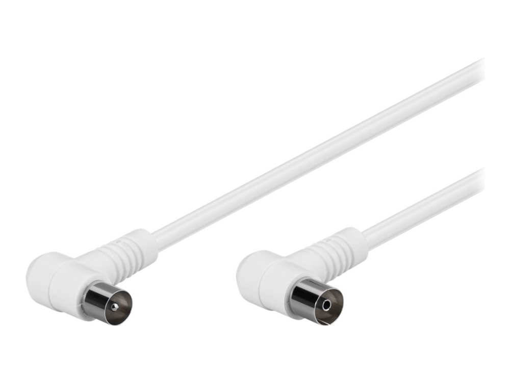 Goobay - Antennekabel - Iec-Forbindelse Stik Vinklet Til Iec-Forbindelse Modtager Vinklet - 1.5 M - Dobbelt Afskærmet Koaksial - 80 Db - Hvid