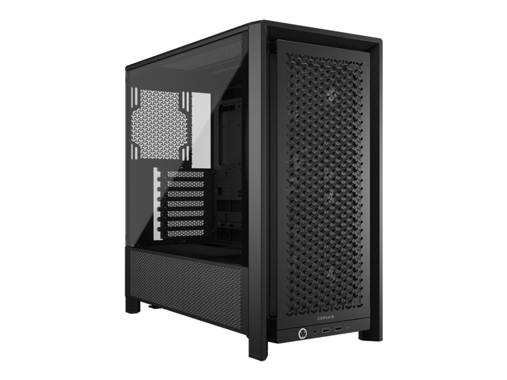 CORSAIR FRAME 4000D RS - Midi-tårn gaming - udvidet ATX - sidepanel med vindue (hærdet glas) - ingen strømforsyning (ATX) - sort valnød - USB/Lyd