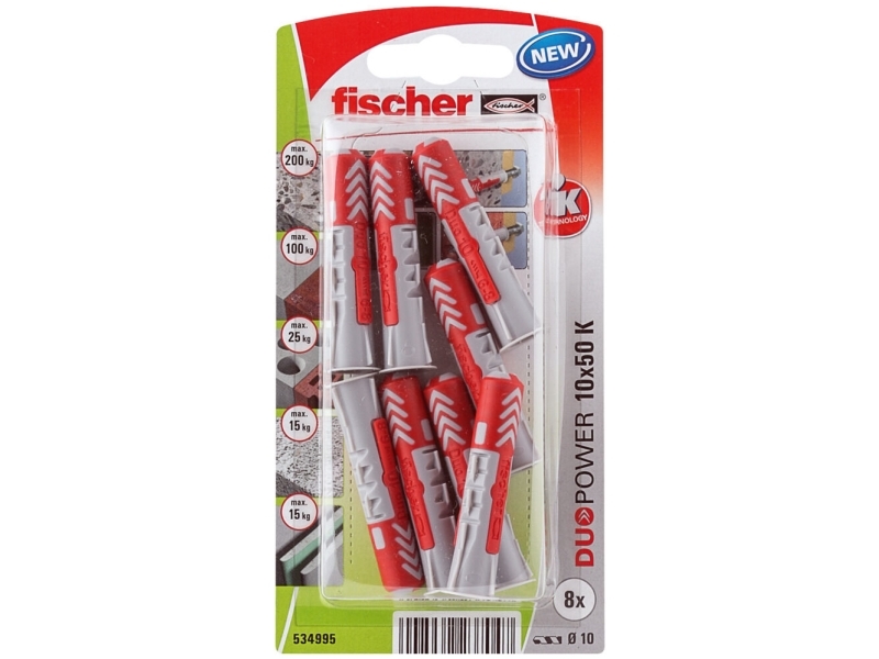 Fischer 534995, Skrue og vægstiksæt, Mursten, Beton, 50 mm, 1 cm, 6 cm, 6 mm