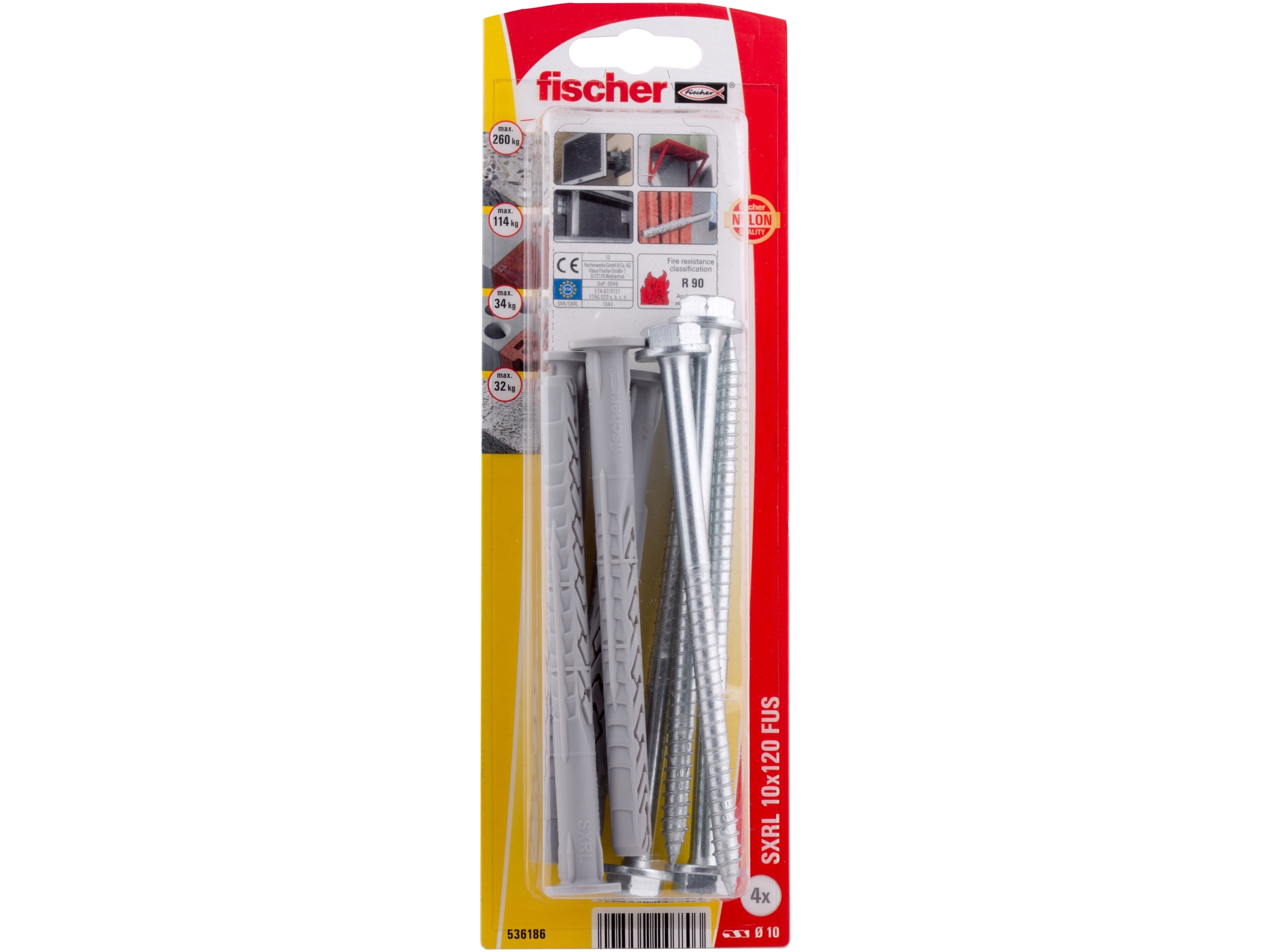 Fischer Sxrl 10 X 120 Fus K Nv Dyvel Med Langt Skaft Mm 536186 1 Sæt