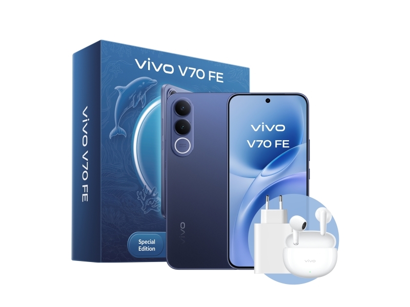 Vivo V70 Fe + Bud, 17,4 Cm (6.83"), 8 Gb, 512 Gb, 200 Mp, Android 16.0, Blå