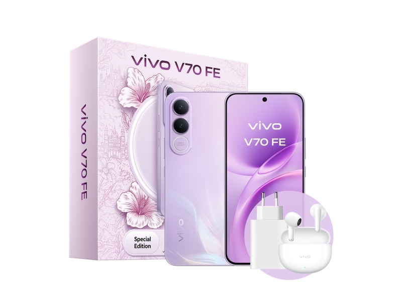 Vivo V70 Fe + Bud, 17,4 Cm (6.83"), 8 Gb, 256 Gb, 200 Mp, Android 16.0, Lilla