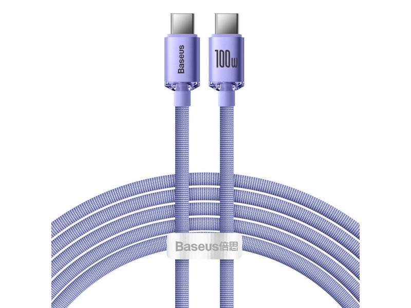 Baseus Crystal Shine Usb-C Til Usb-C-Kabel, 100 W, 2 M (Lilla)